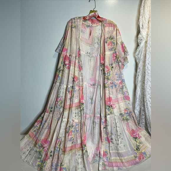 Free People In Full Swing Printed Vintage Rosette Tiered Robe Duster